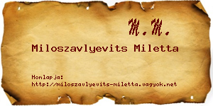 Miloszavlyevits Miletta névjegykártya